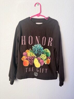 Kids Long Sleeve Tee - Black "Honor The Gift" Graphic
